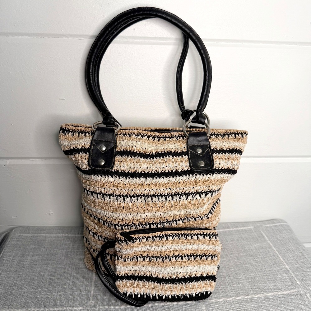 VTG Y2K 90s Blair Woven Knit Double Handle Purse with Wristlet‎ Cottagecore